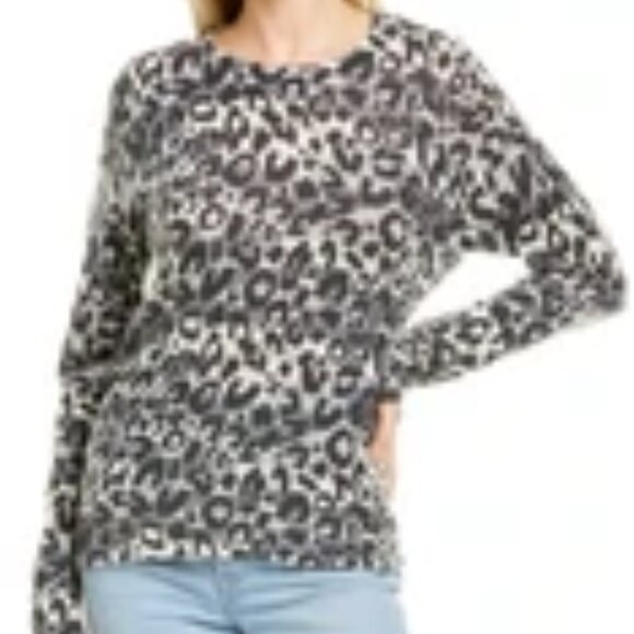 Pre-Loved Minnie Rose Distressed Grey Leopard Cashmere Sweater - Women's Large - Picture 8 of 9
